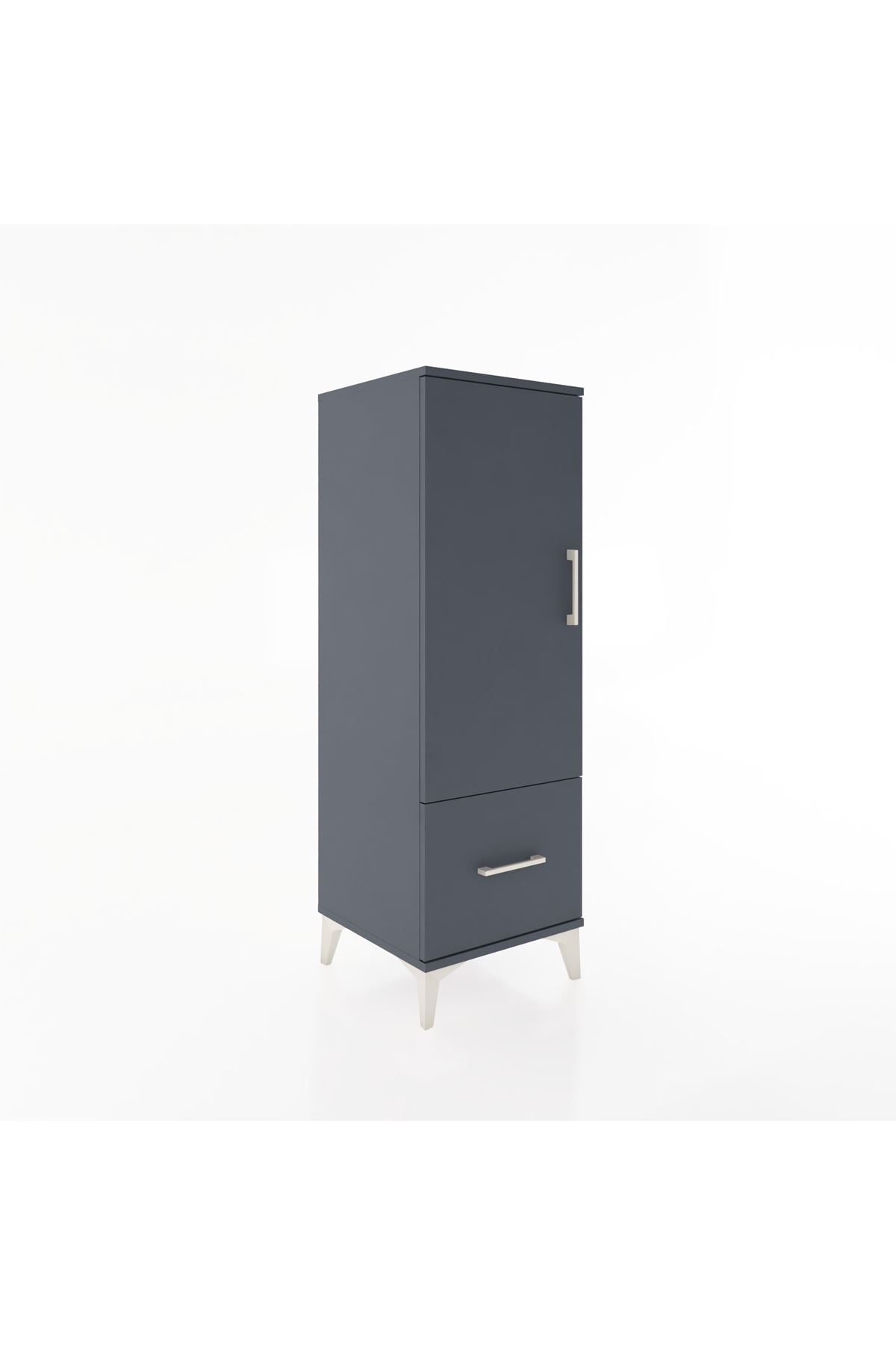 Hyperion Dolap Tek Raflı Tek Çekmeceli Tek Askılı 44x44x134 Antrasit-Antrasit