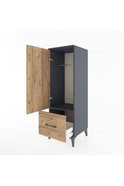 Hyperion Dolap Tek Raflı Tek Çekmeceli Tek Askılı 44x44x134 Antrasit-Çam