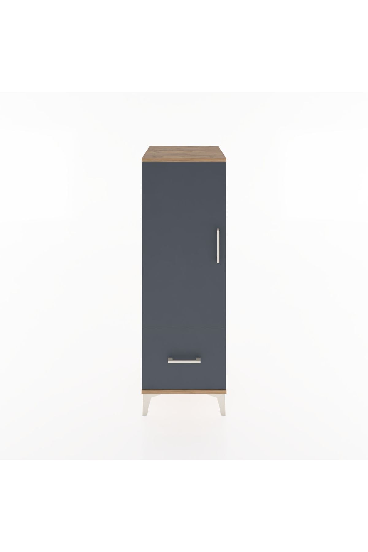 Hyperion Dolap Tek Raflı Tek Çekmeceli Tek Askılı 44x44x134 Çam-Antrasit