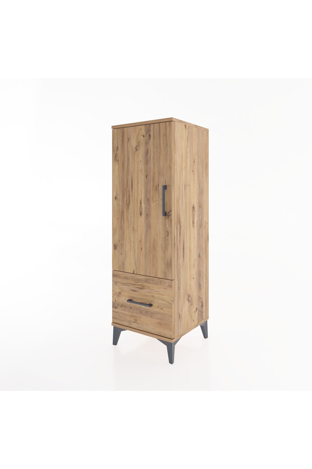 Hyperion Dolap Tek Raflı Tek Çekmeceli Tek Askılı 44x44x134 Çam-Çam