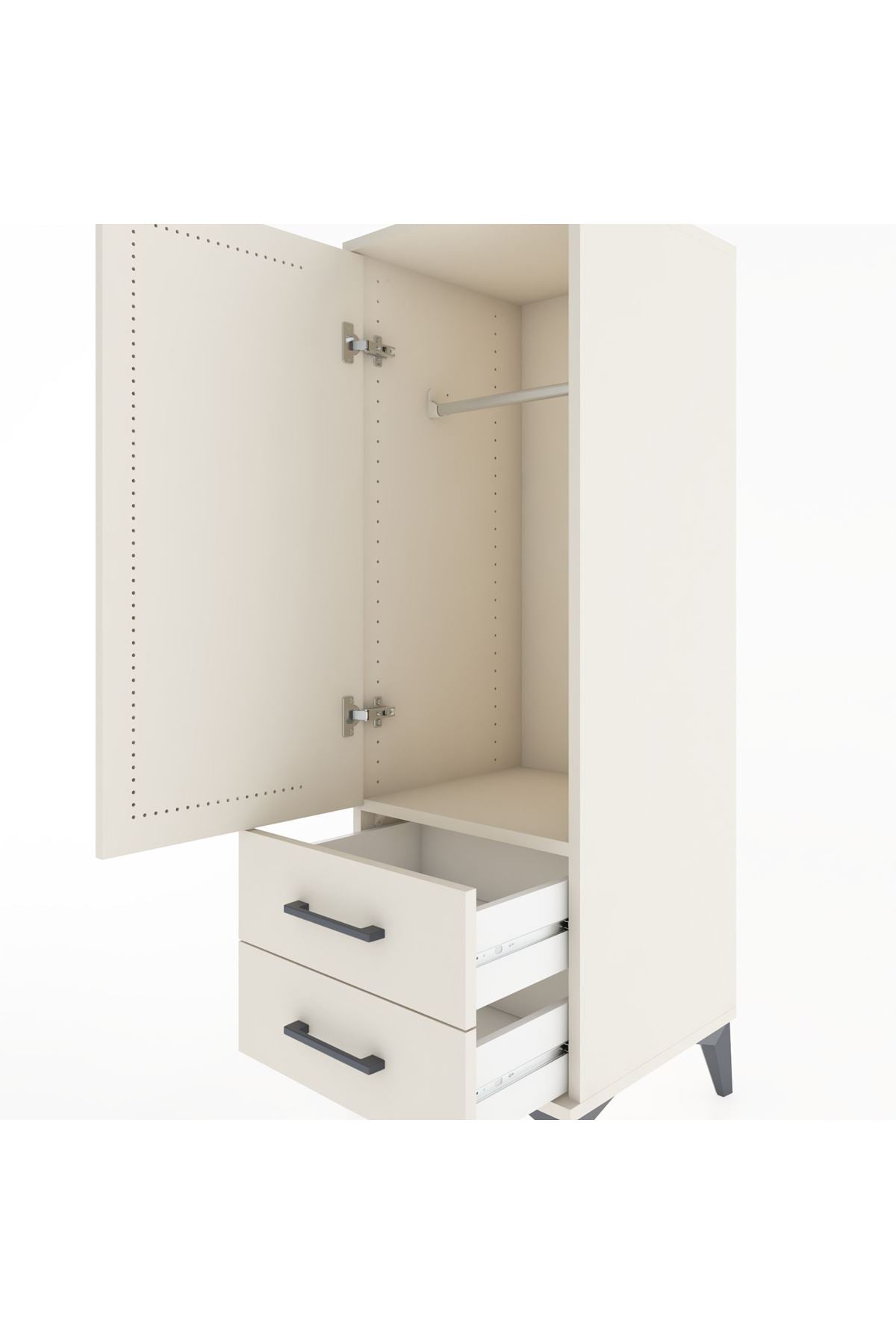 Hyperion Dolap Tek Raflı 2 Çekmeceli Tek Askılı 44x44x134 - S49M071V1B