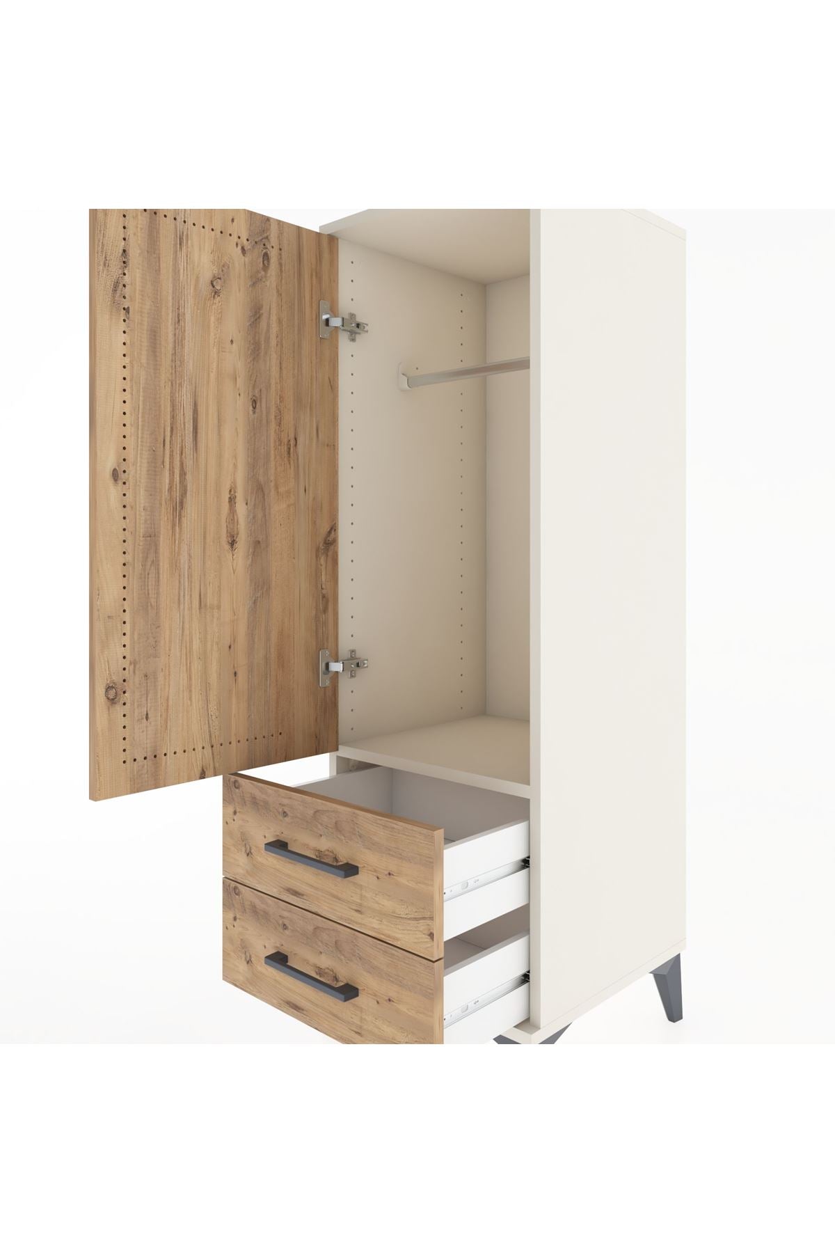 Hyperion Dolap Tek Raflı 2 Çekmeceli Tek Askılı 44x44x134 - S49M071V3B