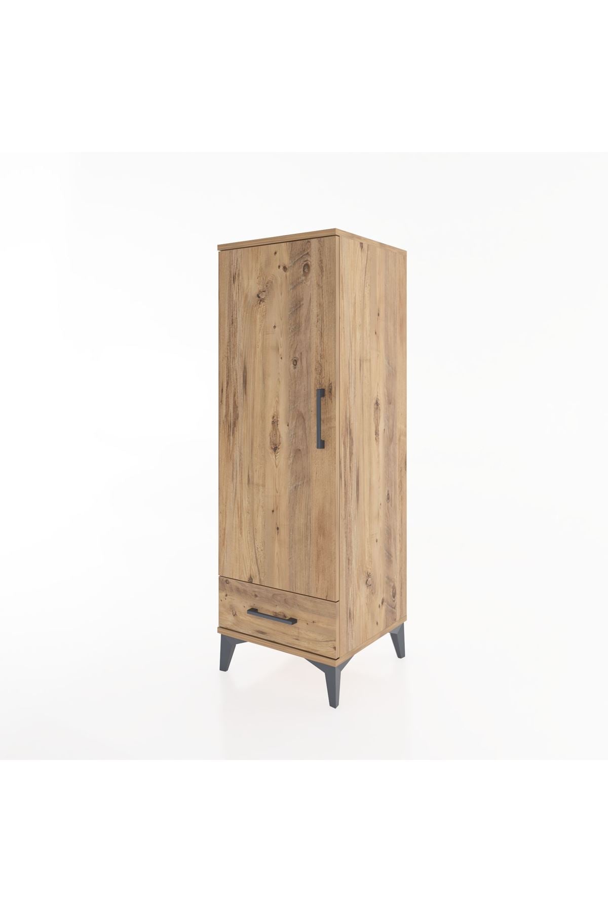 Hyperion Dolap Tek Raflı Tek Çekmeceli Tek Askılı 44x44x134 Çam-Çam