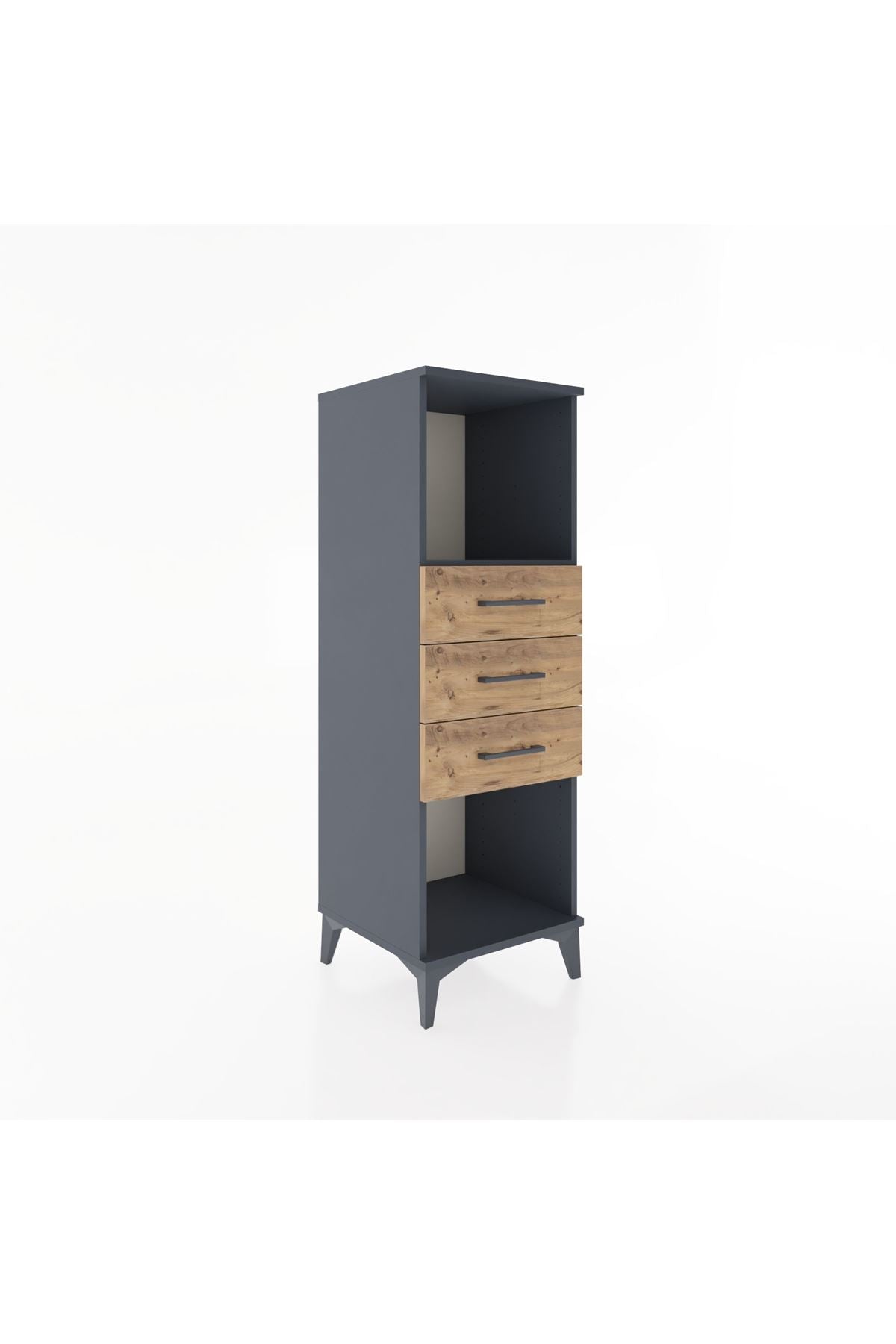 Hyperion Dolap Tek Raflı 3 Çekmeceli 44x44x134 Antrasit-Çam