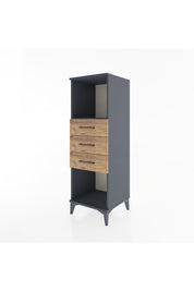 Hyperion Dolap Tek Raflı 3 Çekmeceli 44x44x134 Antrasit-Çam