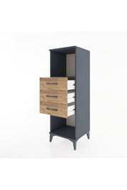 Hyperion Dolap Tek Raflı 3 Çekmeceli 44x44x134 Antrasit-Çam