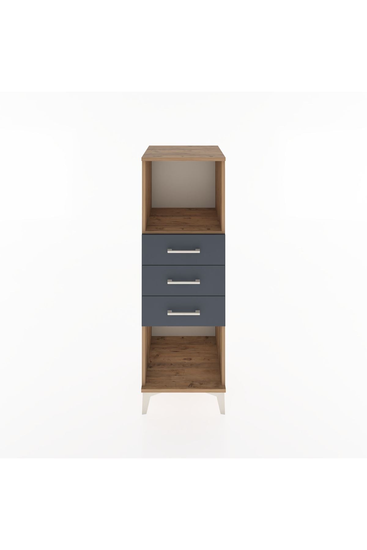 Hyperion Dolap Tek Raflı 3 Çekmeceli 44x44x134 Çam-Antrasit