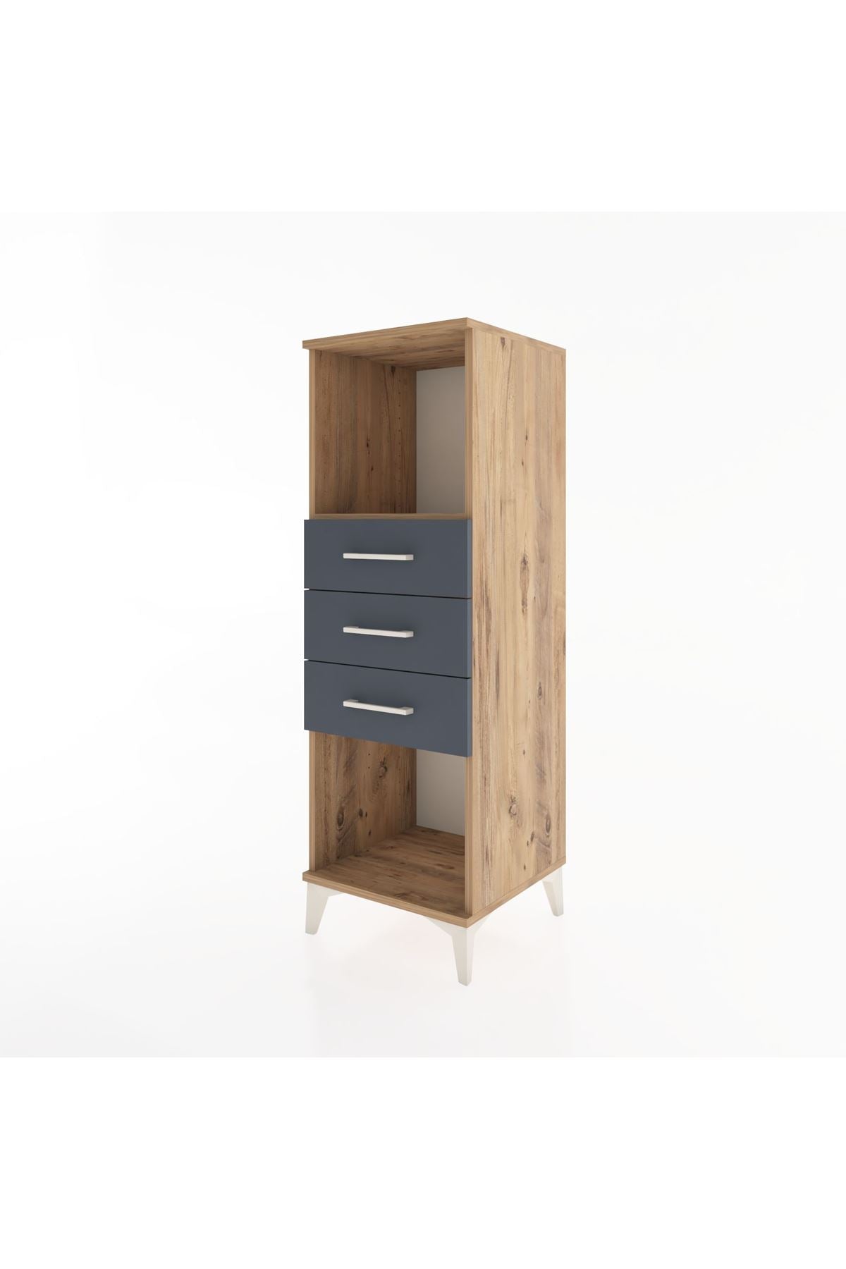 Hyperion Dolap Tek Raflı 3 Çekmeceli 44x44x134 Çam-Antrasit