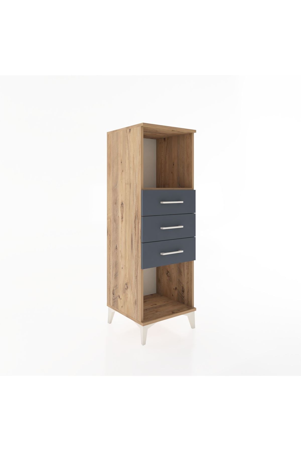 Hyperion Dolap Tek Raflı 3 Çekmeceli 44x44x134 Çam-Antrasit