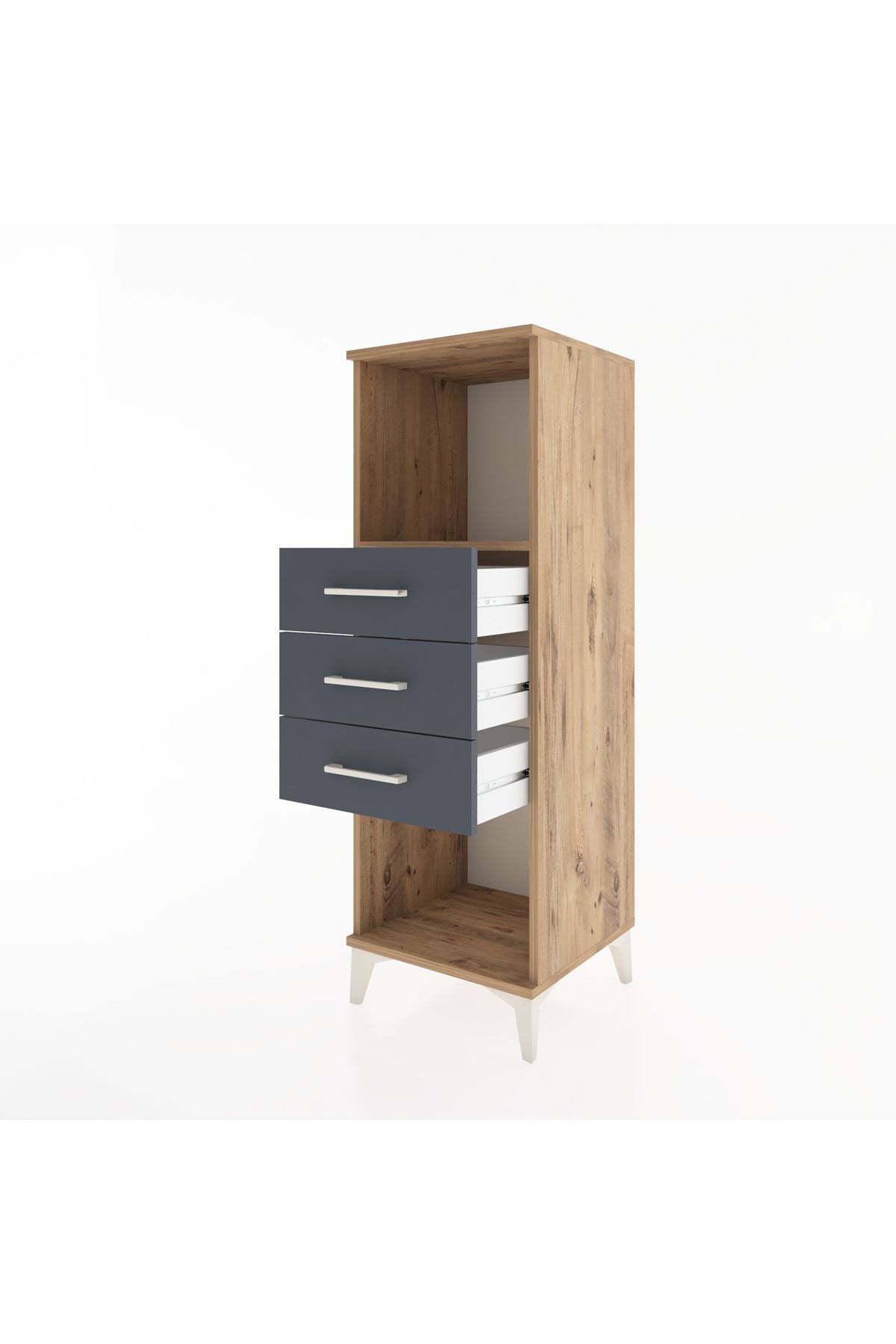 Hyperion Dolap Tek Raflı 3 Çekmeceli 44x44x134 Çam-Antrasit