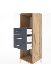 Hyperion Dolap Tek Raflı 3 Çekmeceli 44x44x134 Çam-Antrasit