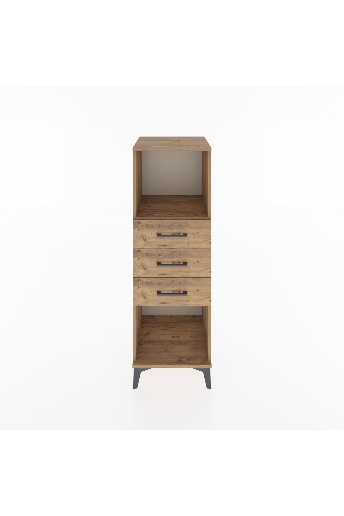 Hyperion Dolap Tek Raflı 3 Çekmeceli 44x44x134 Çam-Çam