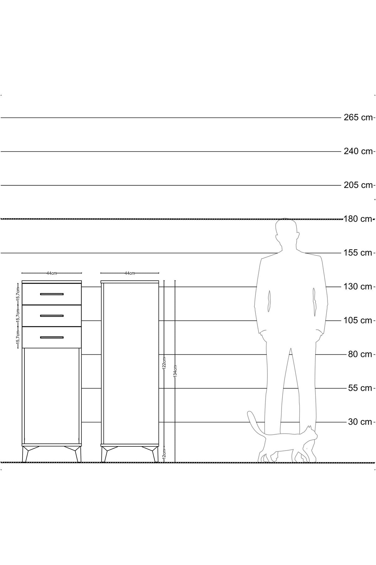 Hyperion Dolap 3 Çekmeceli 44x44x134 Antrasit-Çam
