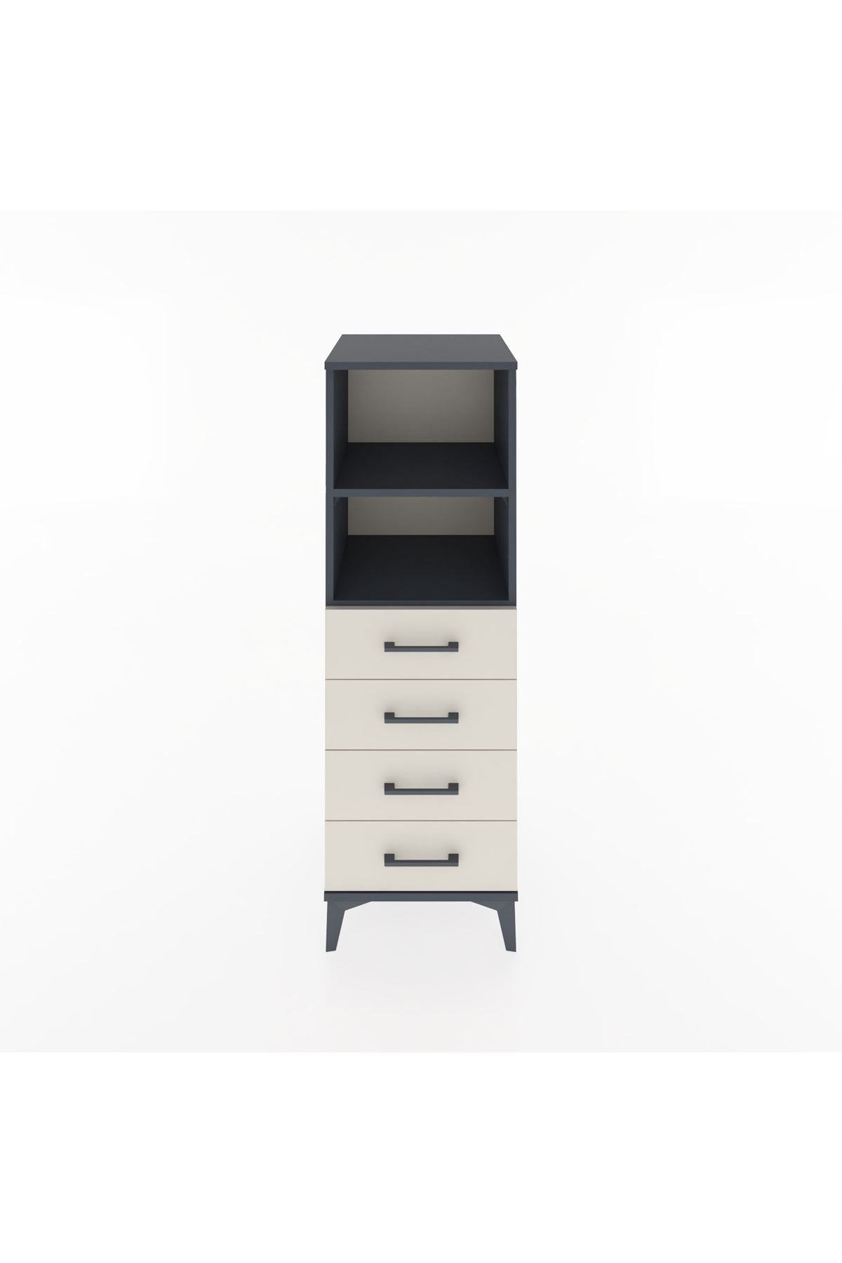 Hyperion Dolap 2 Raflı 4 Çekmeceli 44x44x134 Antrasit-Aytaşı