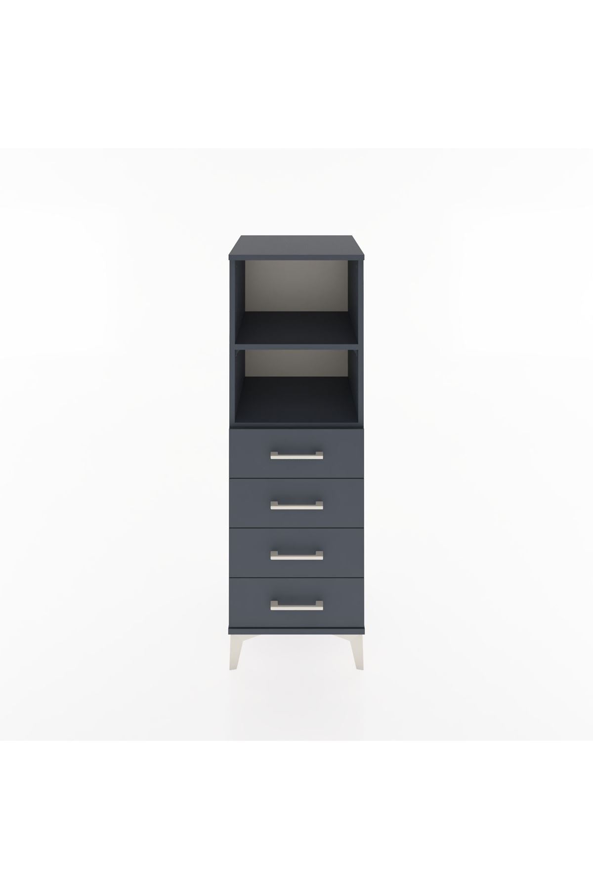 Hyperion Dolap 2 Raflı 4 Çekmeceli 44x44x134 Antrasit-Antrasit