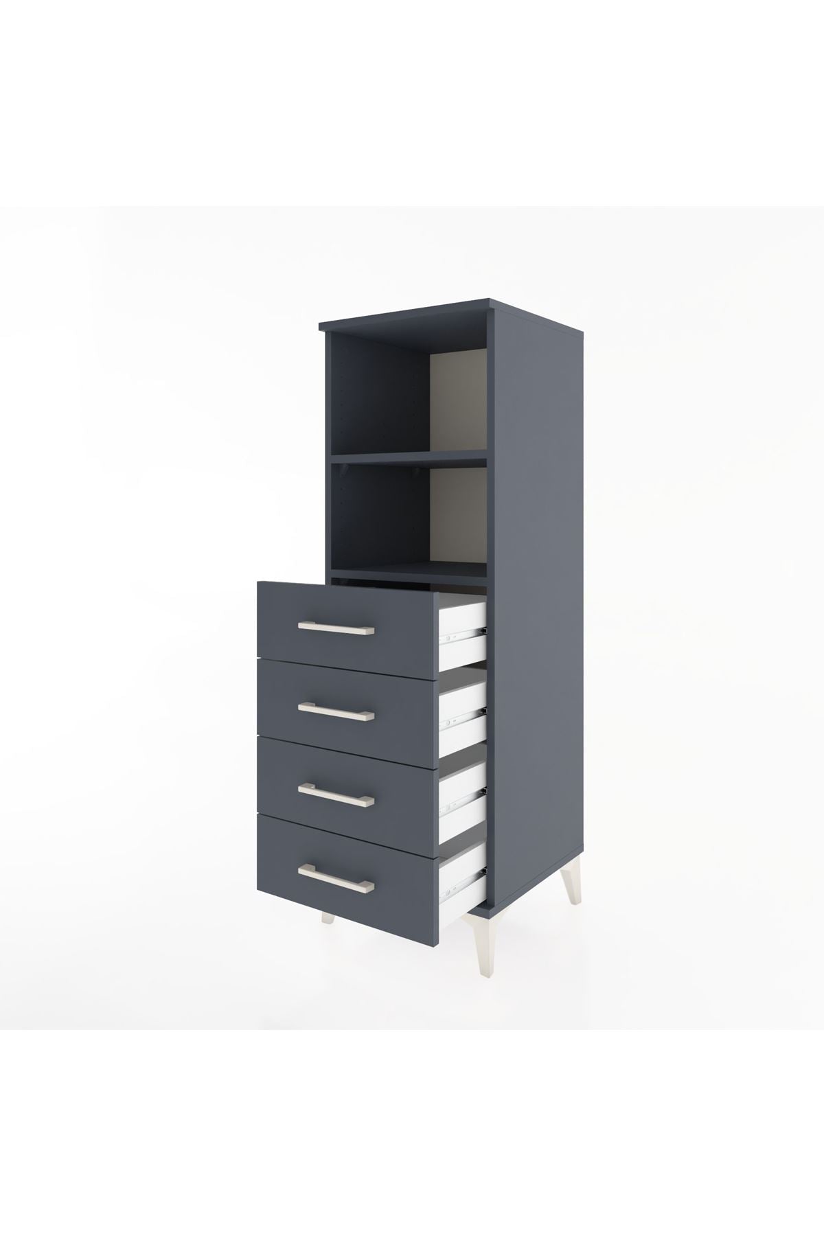 Hyperion Dolap 2 Raflı 4 Çekmeceli 44x44x134 Antrasit-Antrasit