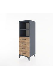 Hyperion Dolap 2 Raflı 4 Çekmeceli 44x44x134 Antrasit-Çam