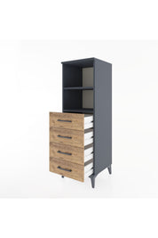 Hyperion Dolap 2 Raflı 4 Çekmeceli 44x44x134 Antrasit-Çam