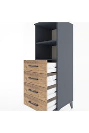 Hyperion Dolap 2 Raflı 4 Çekmeceli 44x44x134 Antrasit-Çam