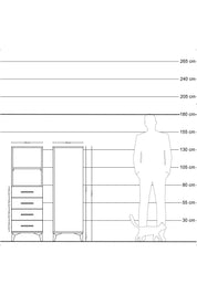 Hyperion Dolap 2 Raflı 4 Çekmeceli 44x44x134 Çam-Antrasit