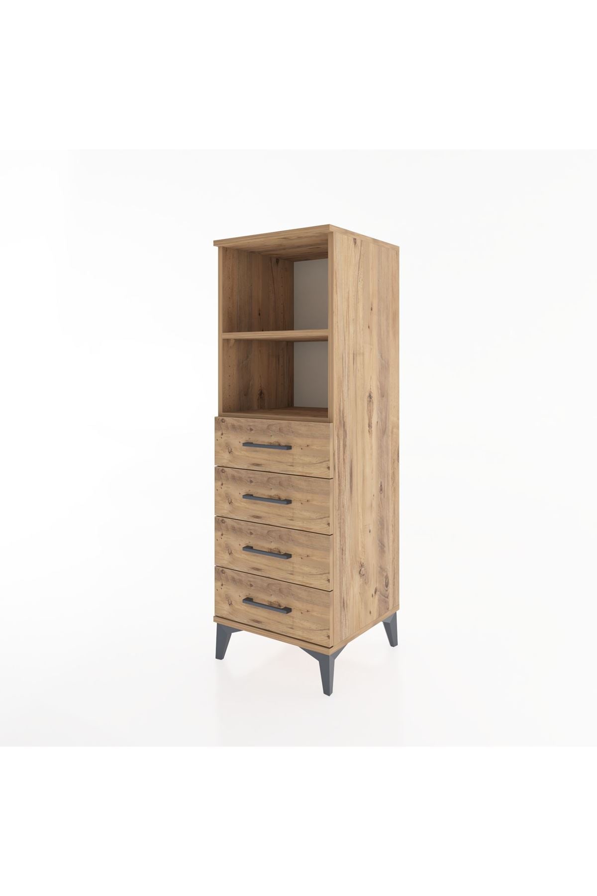 Hyperion Dolap 2 Raflı 4 Çekmeceli 44x44x134 Çam-Çam