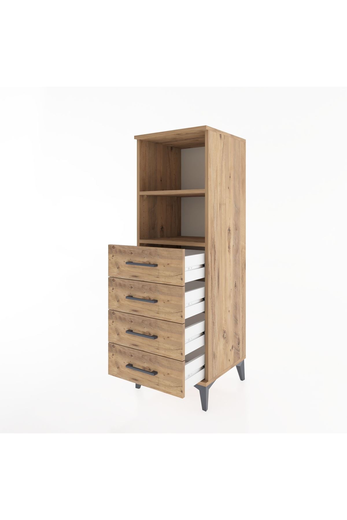 Hyperion Dolap 2 Raflı 4 Çekmeceli 44x44x134 Çam-Çam