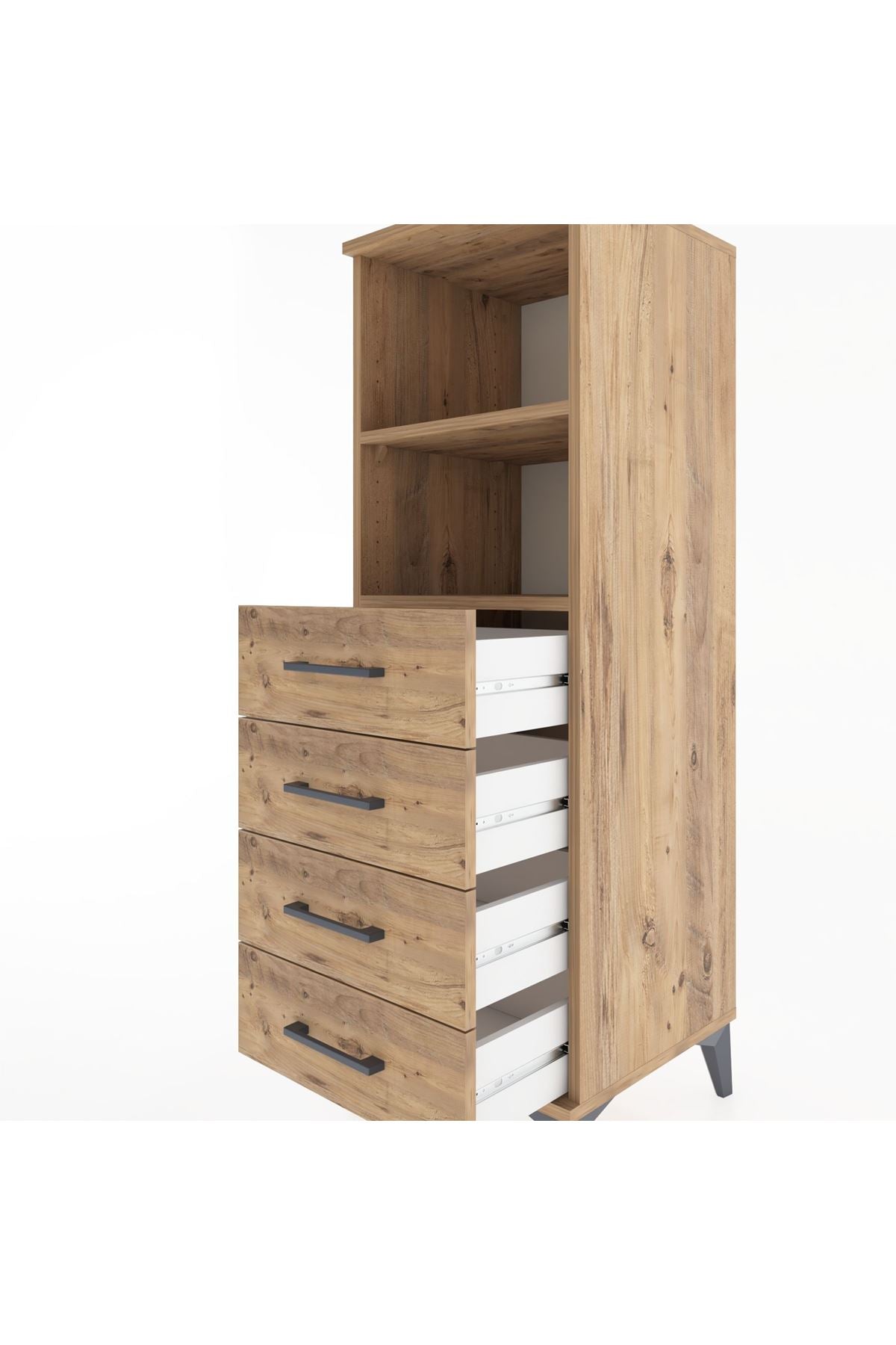 Hyperion Dolap 2 Raflı 4 Çekmeceli 44x44x134 Çam-Çam