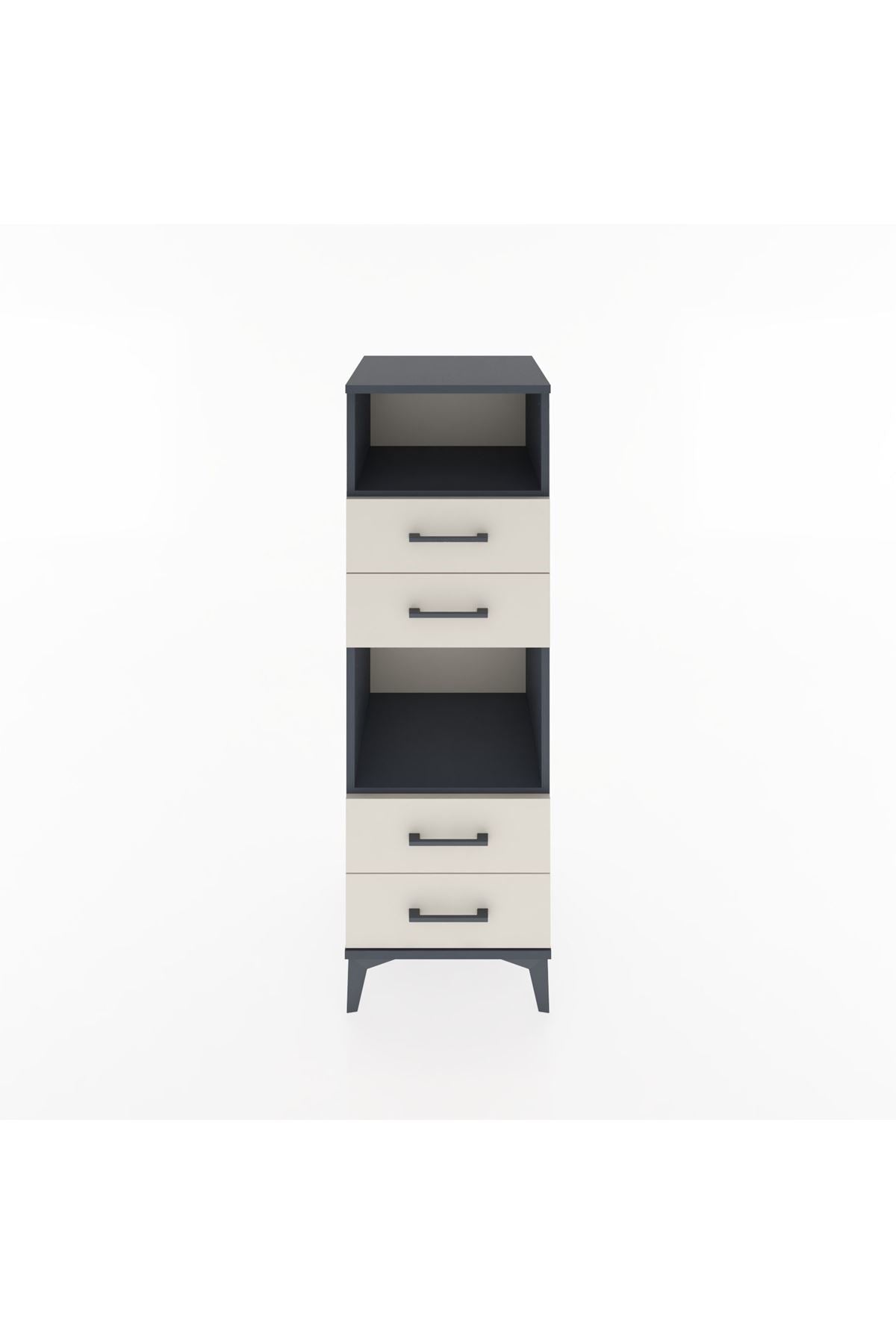 Hyperion Dolap 2 Raflı 4 Çekmeceli 44x44x134 Antrasit-Aytaşı