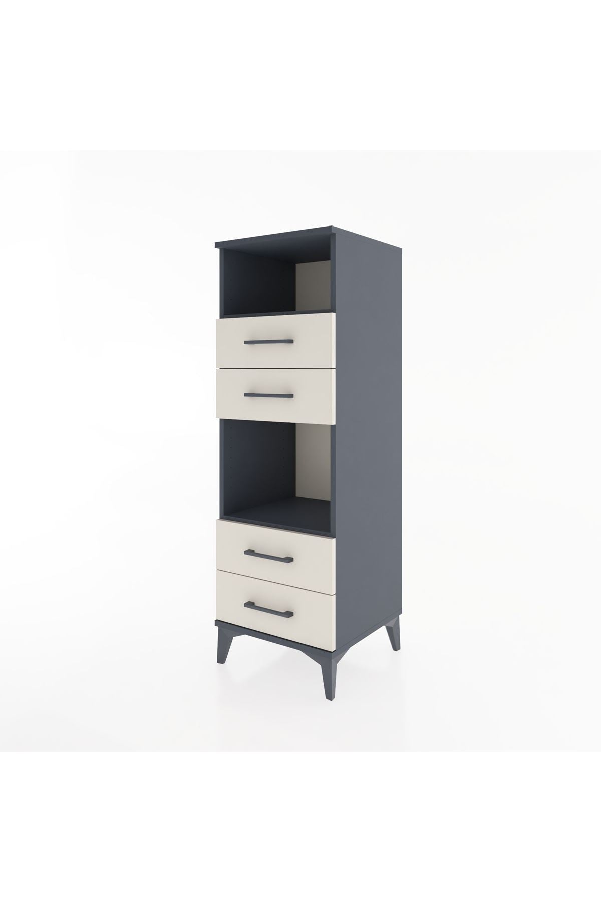 Hyperion Dolap 2 Raflı 4 Çekmeceli 44x44x134 Antrasit-Aytaşı