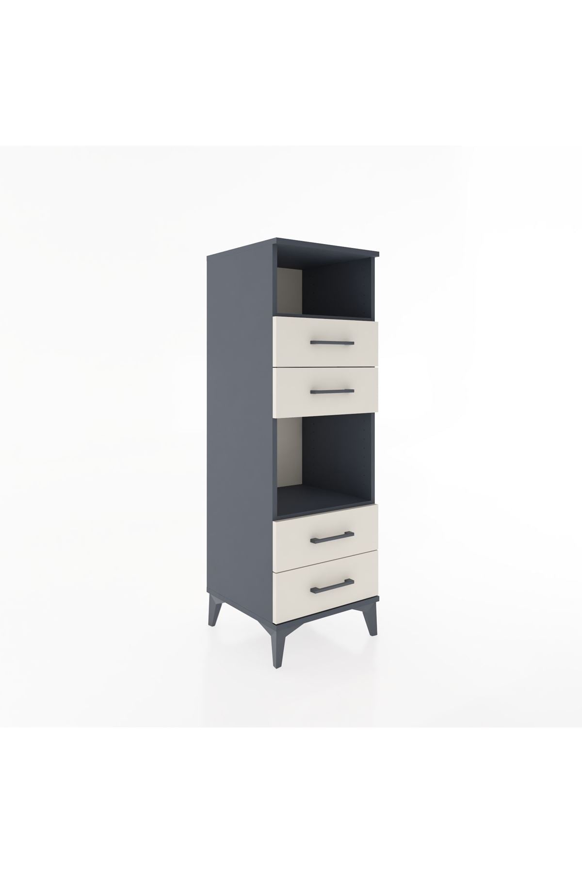 Hyperion Dolap 2 Raflı 4 Çekmeceli 44x44x134 Antrasit-Aytaşı