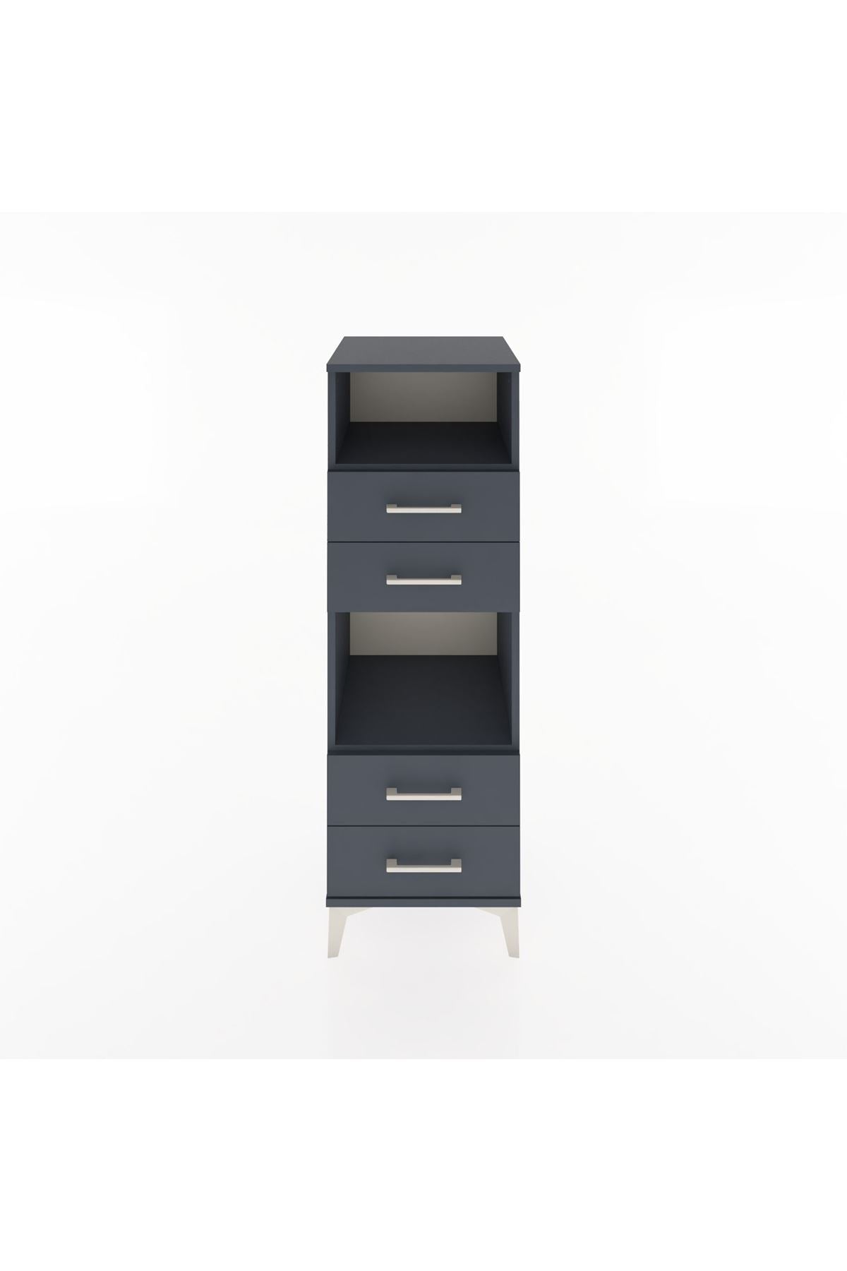 Hyperion Dolap 2 Raflı 4 Çekmeceli 44x44x134 Antrasit-Antrasit