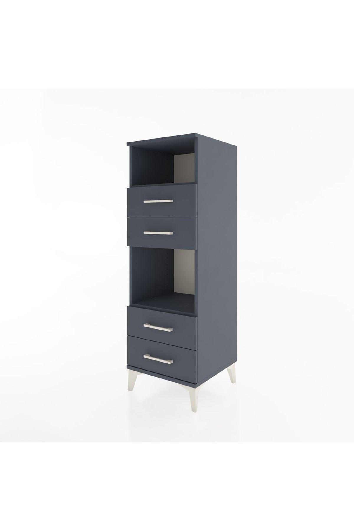 Hyperion Dolap 2 Raflı 4 Çekmeceli 44x44x134 Antrasit-Antrasit