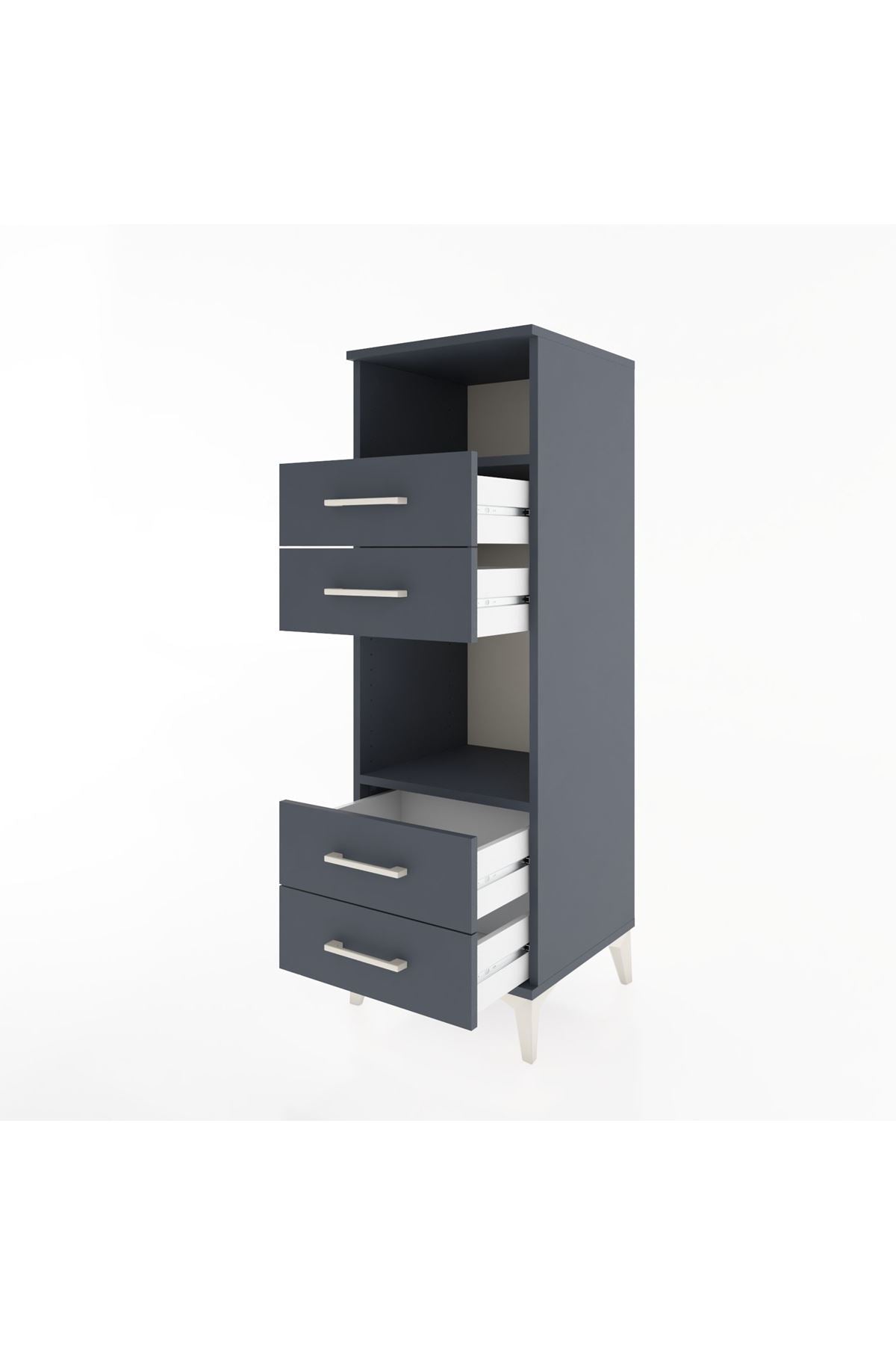 Hyperion Dolap 2 Raflı 4 Çekmeceli 44x44x134 Antrasit-Antrasit