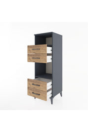 Hyperion Dolap 2 Raflı 4 Çekmeceli 44x44x134 Antrasit-Çam