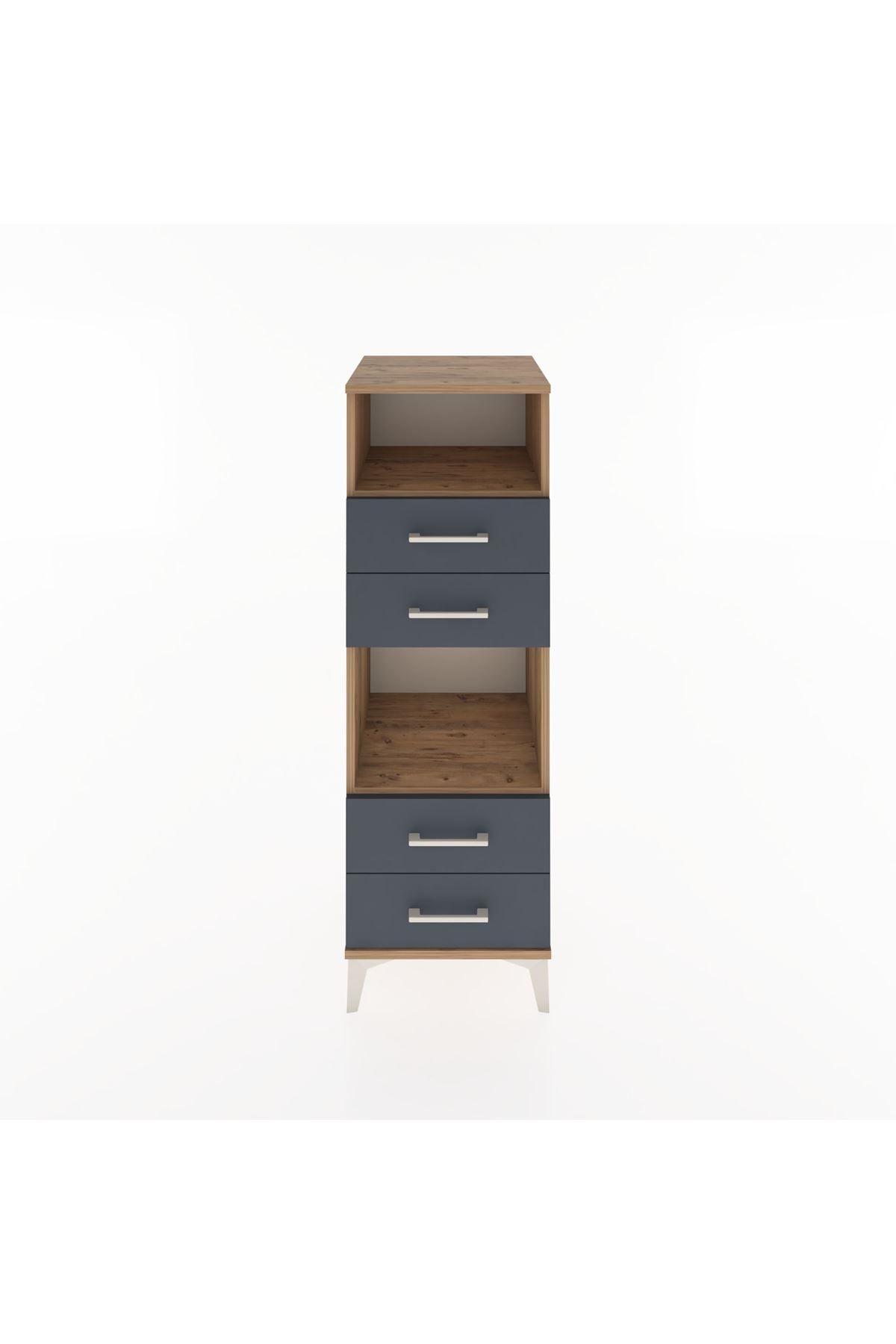 Hyperion Dolap 2 Raflı 4 Çekmeceli 44x44x134 Çam-Antrasit