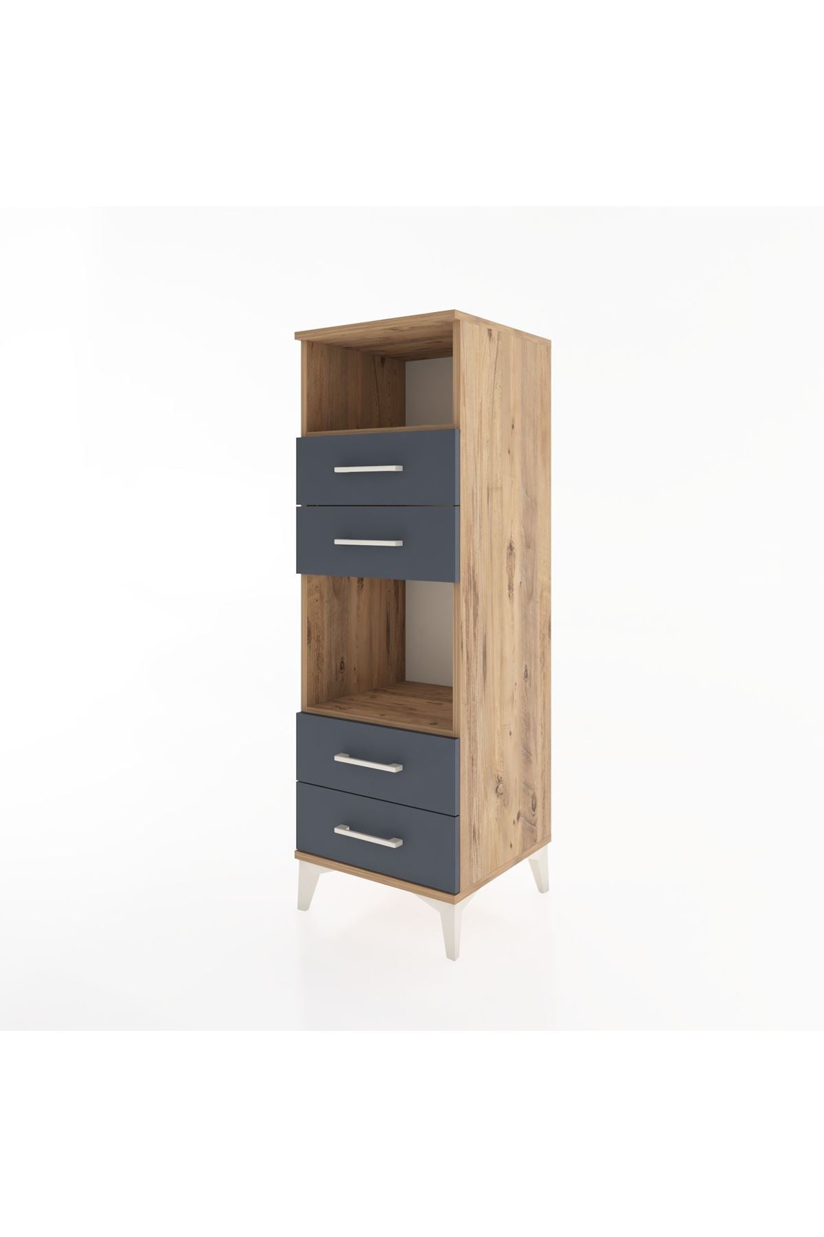 Hyperion Dolap 2 Raflı 4 Çekmeceli 44x44x134 Çam-Antrasit