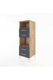 Hyperion Dolap 2 Raflı 4 Çekmeceli 44x44x134 Çam-Antrasit