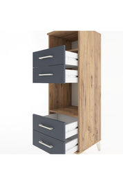 Hyperion Dolap 2 Raflı 4 Çekmeceli 44x44x134 Çam-Antrasit