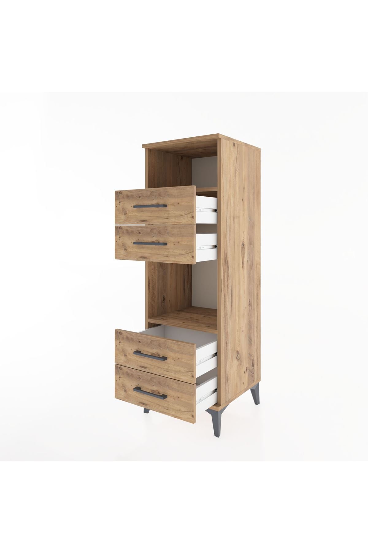 Hyperion Dolap 2 Raflı 4 Çekmeceli 44x44x134 Çam-Çam