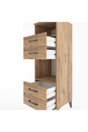 Hyperion Dolap 2 Raflı 4 Çekmeceli 44x44x134 Çam-Çam