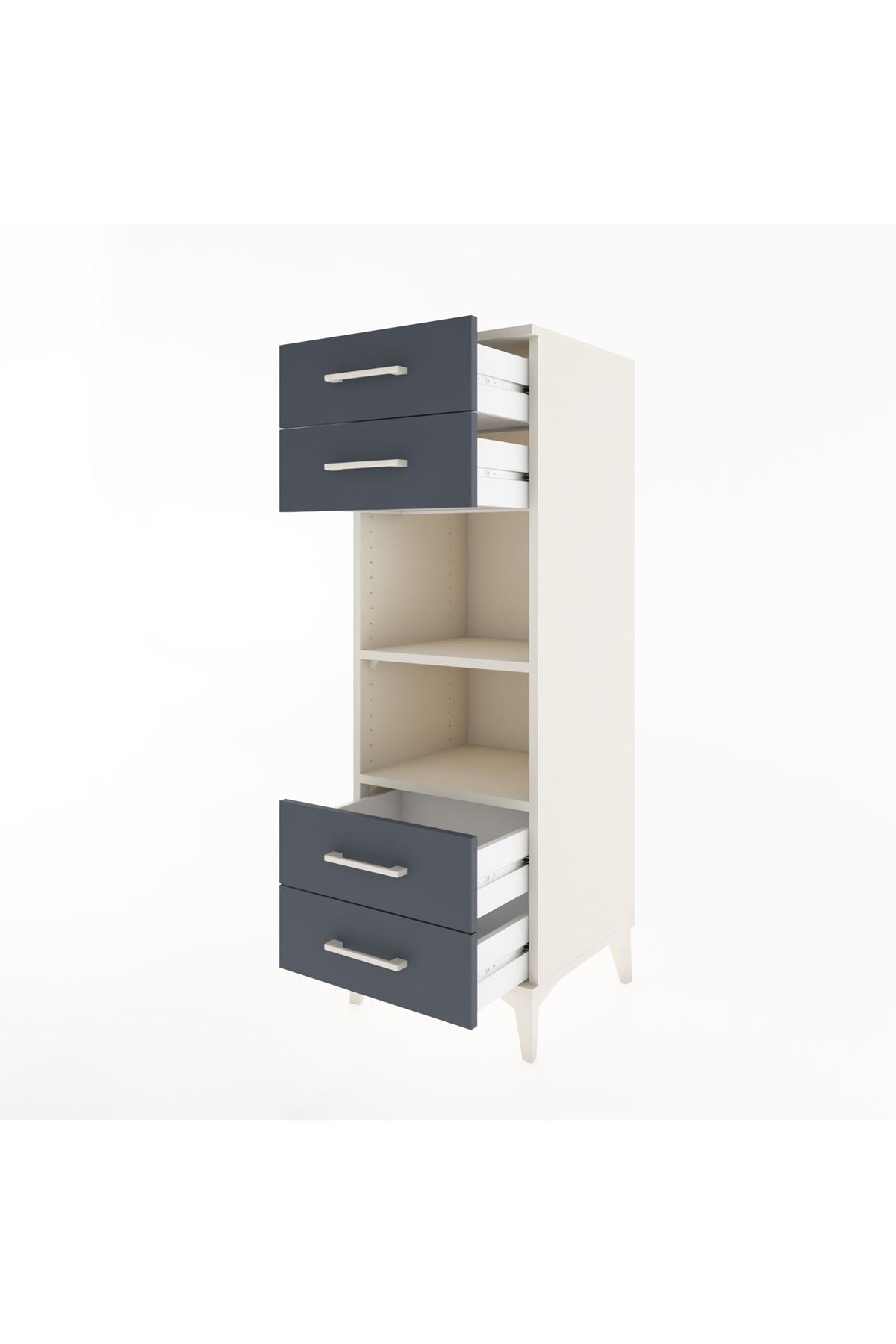 Hyperion Dolap 2 Raflı 4 Çekmeceli 44x44x134 Aytaşı-Antrasit