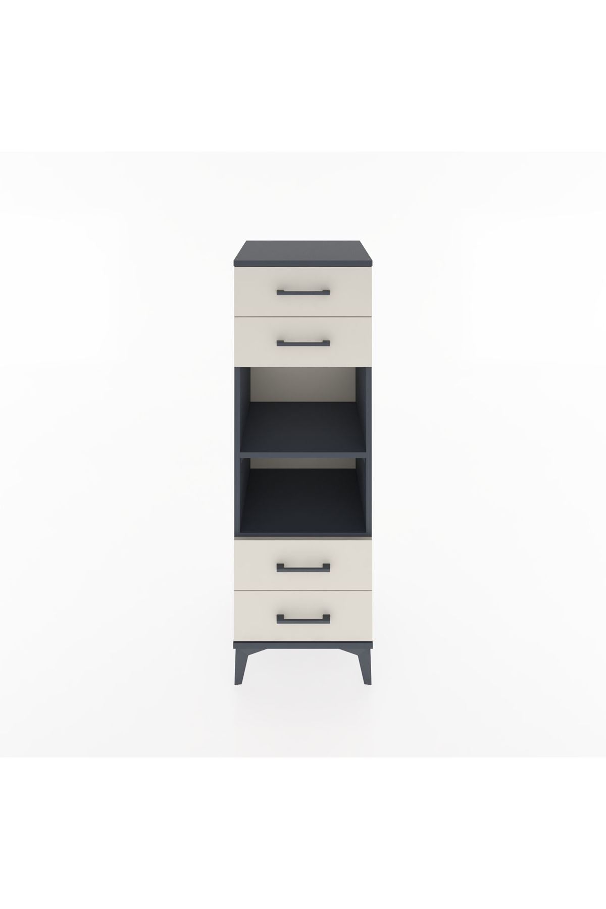 Hyperion Dolap 2 Raflı 4 Çekmeceli 44x44x134 Antrasit-Aytaşı