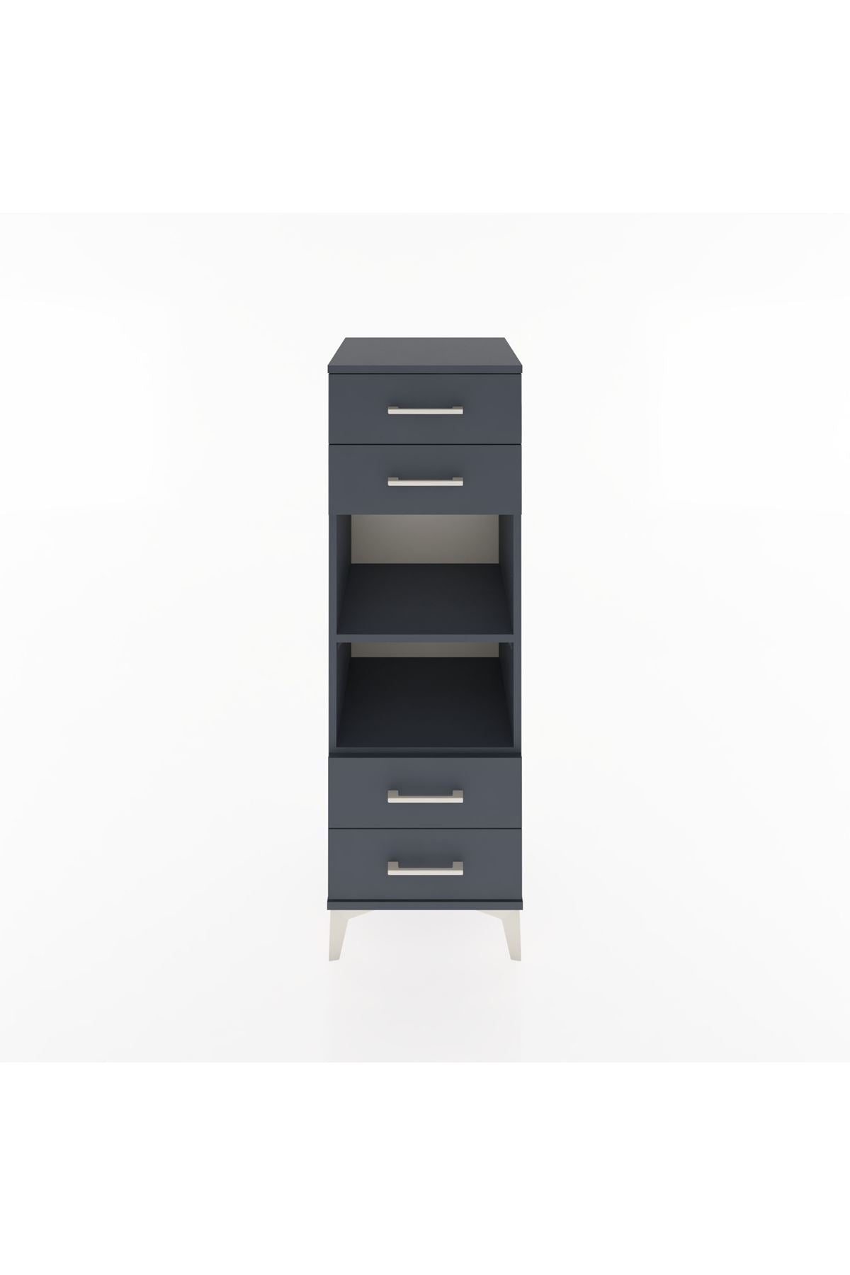 Hyperion Dolap 2 Raflı 4 Çekmeceli 44x44x134 Antrasit-Antrasit