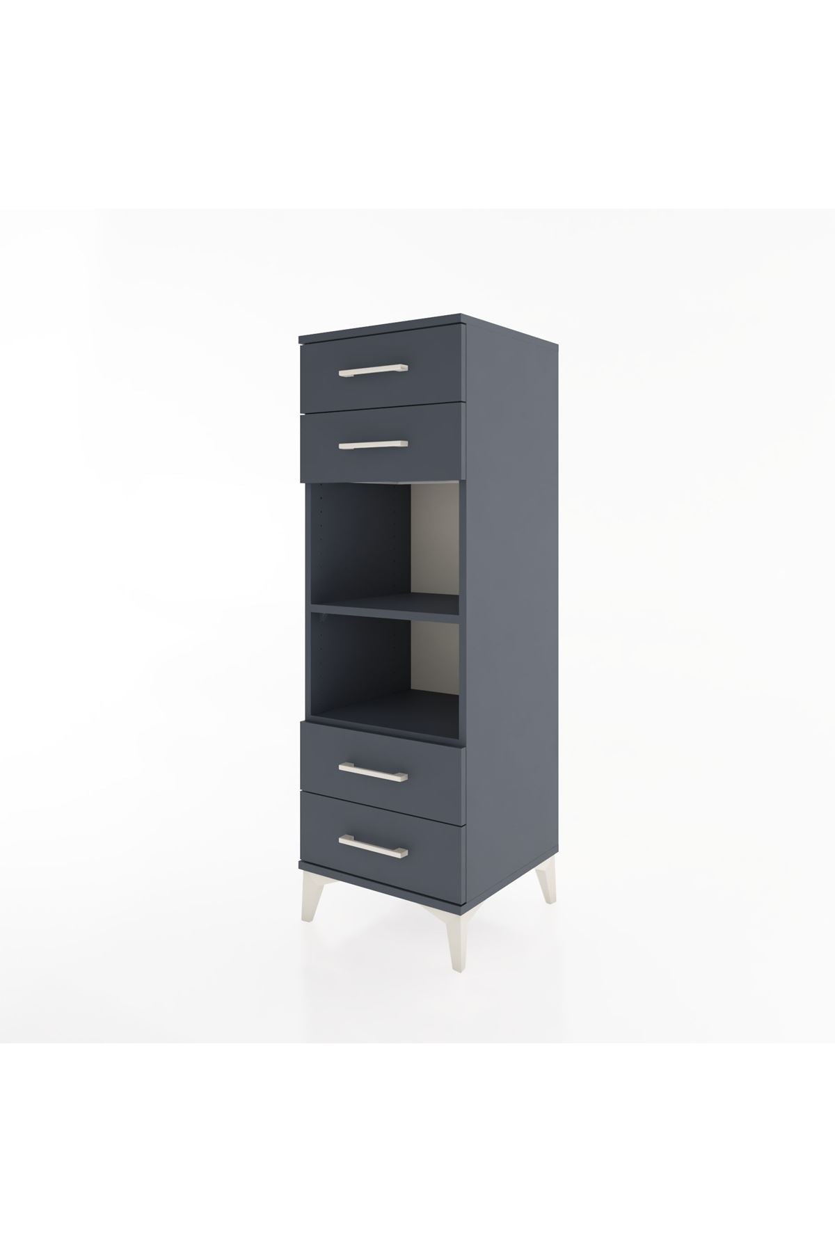 Hyperion Dolap 2 Raflı 4 Çekmeceli 44x44x134 Antrasit-Antrasit