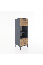 Hyperion Dolap 2 Raflı 4 Çekmeceli 44x44x134 Antrasit-Çam