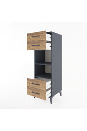 Hyperion Dolap 2 Raflı 4 Çekmeceli 44x44x134 Antrasit-Çam