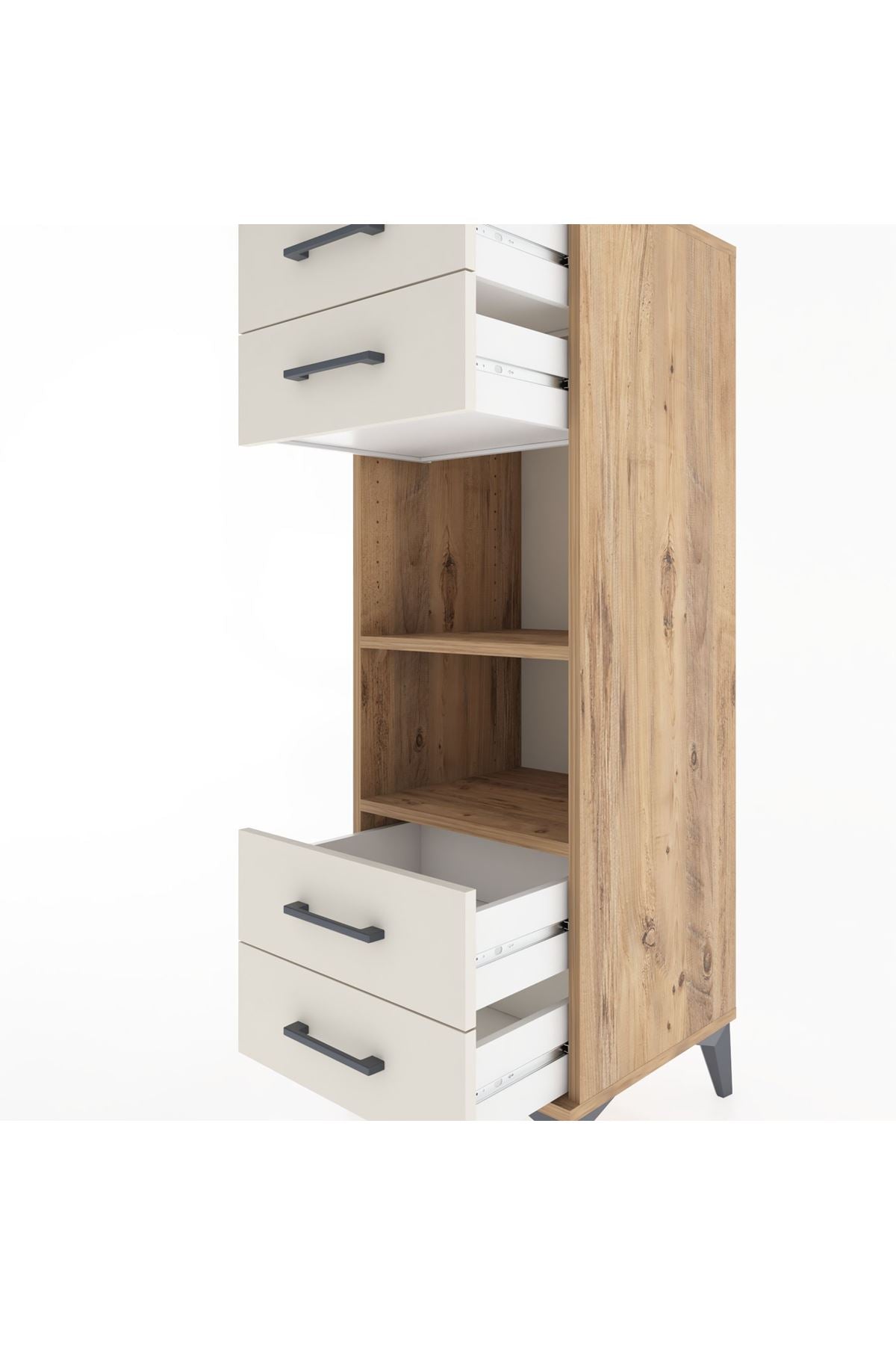 Hyperion Dolap 2 Raflı 4 Çekmeceli 44x44x134 Çam-Aytaşı