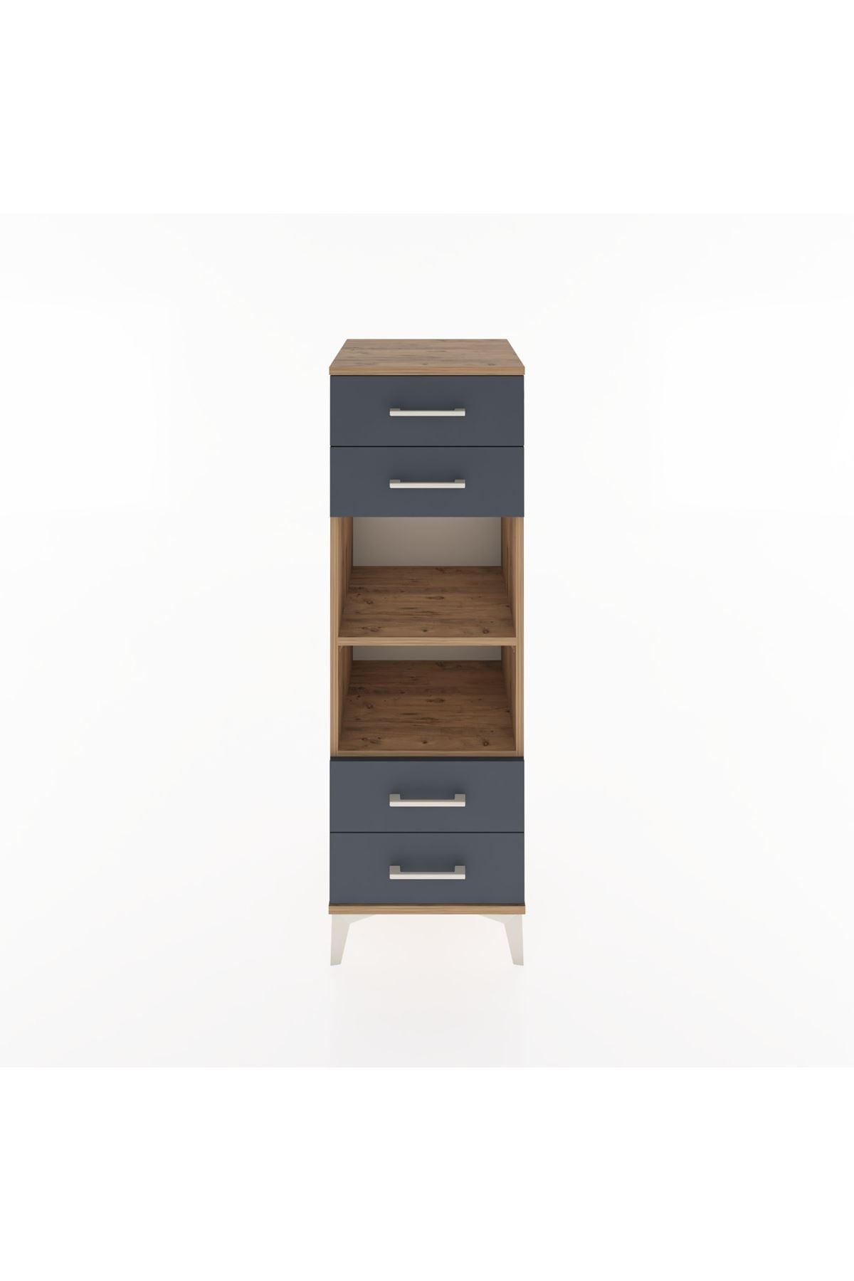 Hyperion Dolap 2 Raflı 4 Çekmeceli 44x44x134 Çam-Antrasit