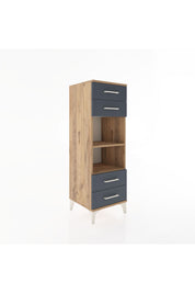 Hyperion Dolap 2 Raflı 4 Çekmeceli 44x44x134 Çam-Antrasit