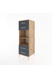 Hyperion Dolap 2 Raflı 4 Çekmeceli 44x44x134 Çam-Antrasit